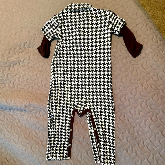 Kickee Pants 18-24 months Houndstooth, Collared Long Sleeve Romper, EUC - Picture 3 of 4